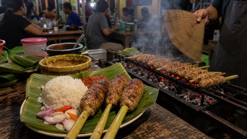 Grilled Indonesian satay served as a temporary image for a Solo sate buntel guide