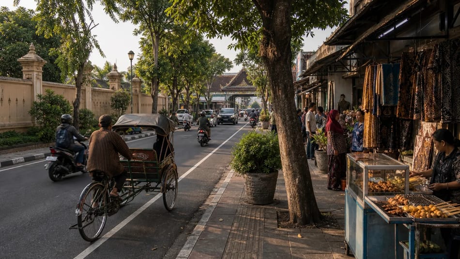 Traditional architecture and street scene in Java