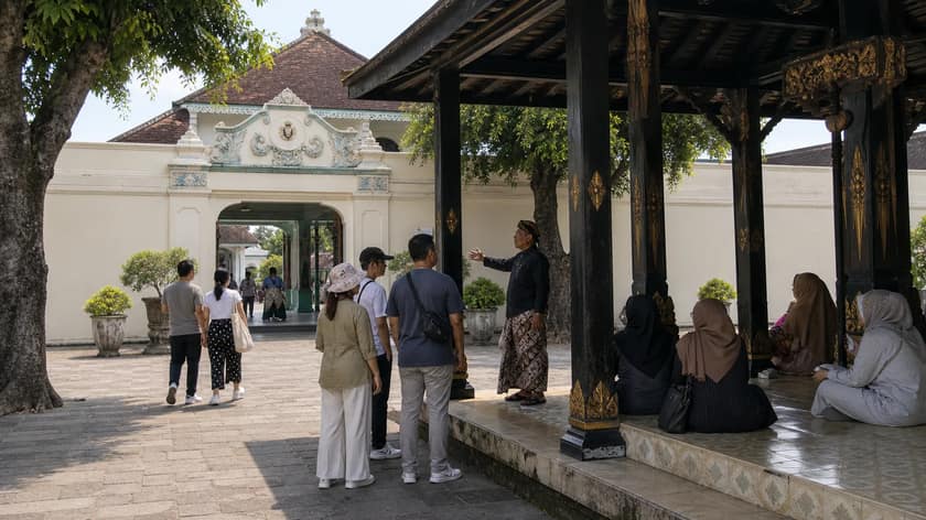 Traditional Yogyakarta architecture and courtyard scene