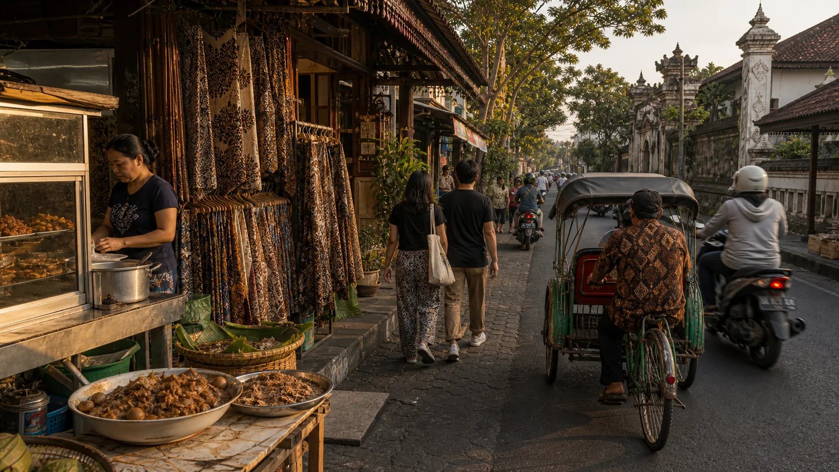 Yogyakarta temple and city travel scene
