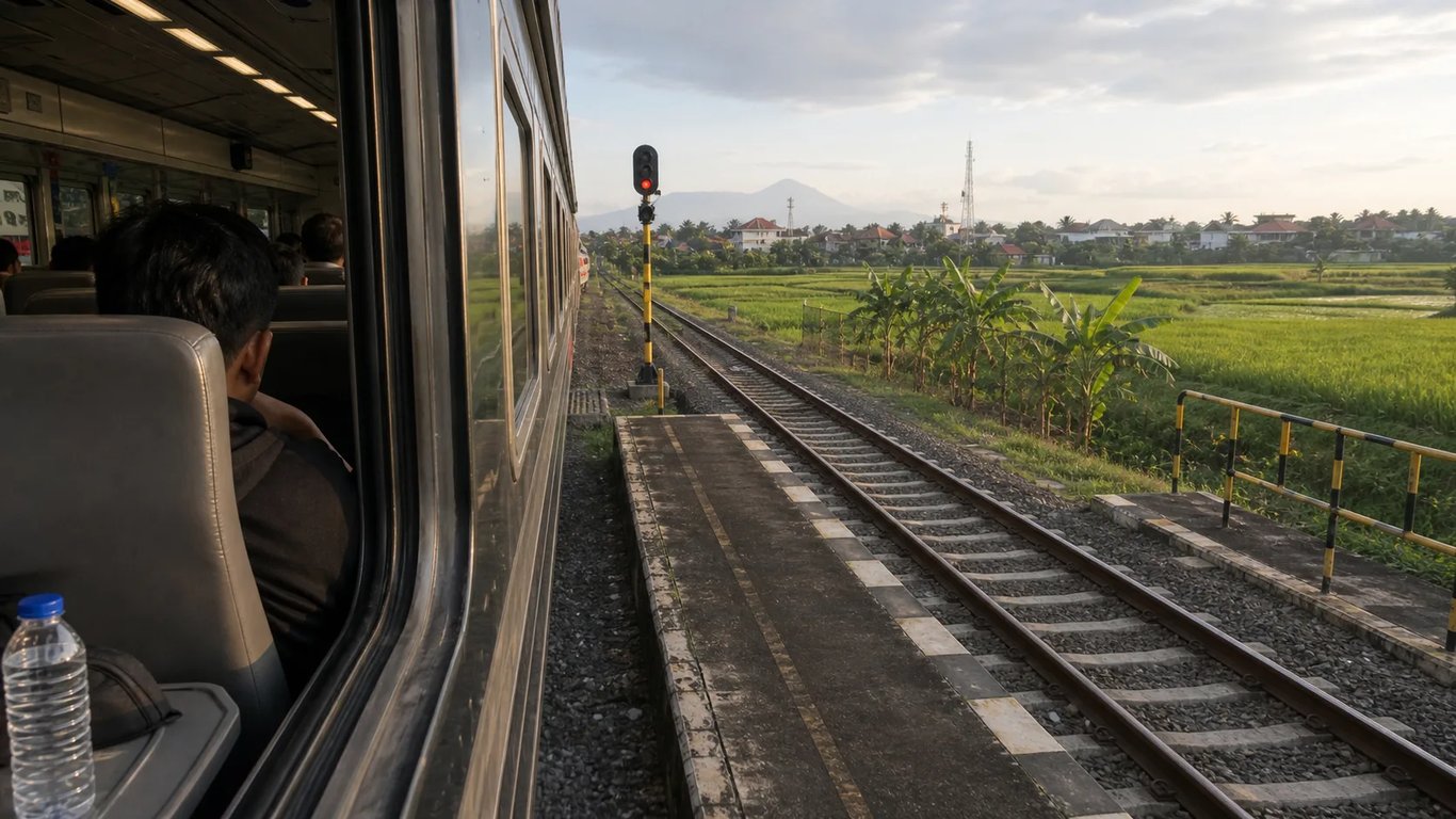 Railway tracks used for a Yogyakarta to Solo route guide