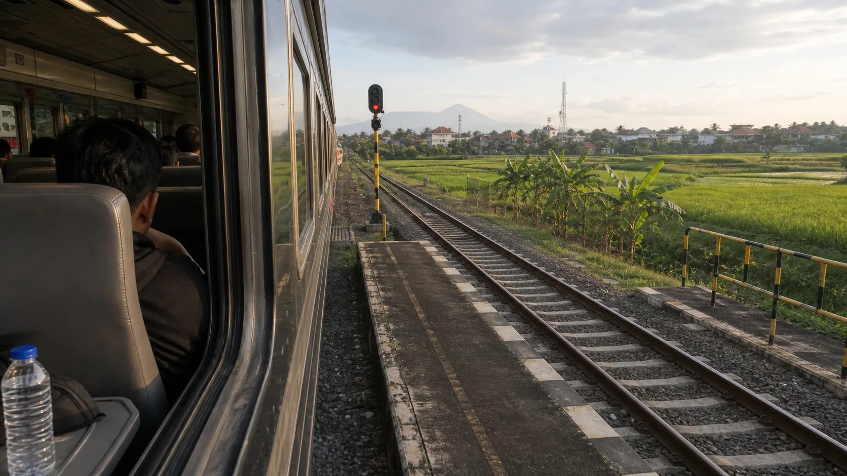 Railway tracks used for a Yogyakarta to Solo route guide