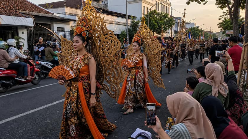Batik textiles displayed in Central Java