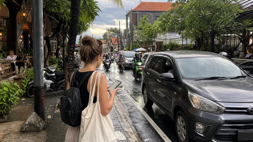 Traffic on a road in Bali
