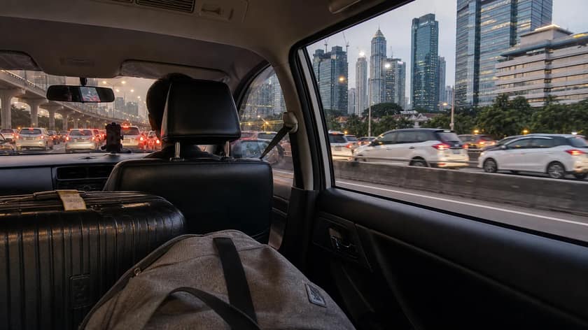 Traffic on a main road in Jakarta