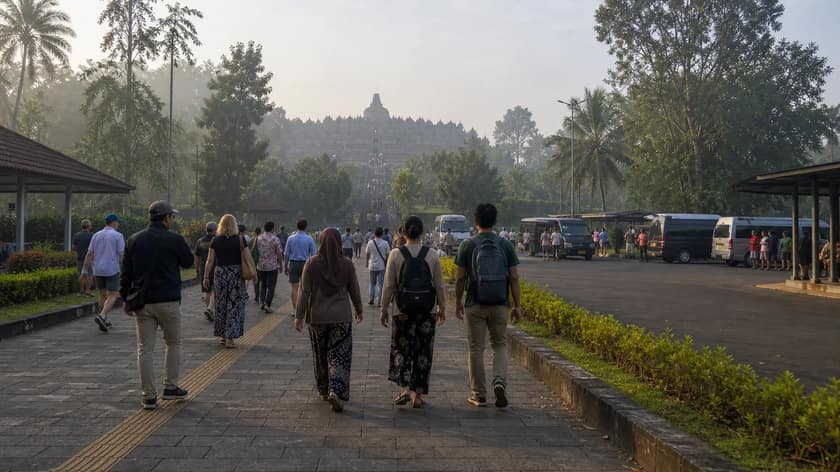 Borobudur temple near Yogyakarta in Central Java