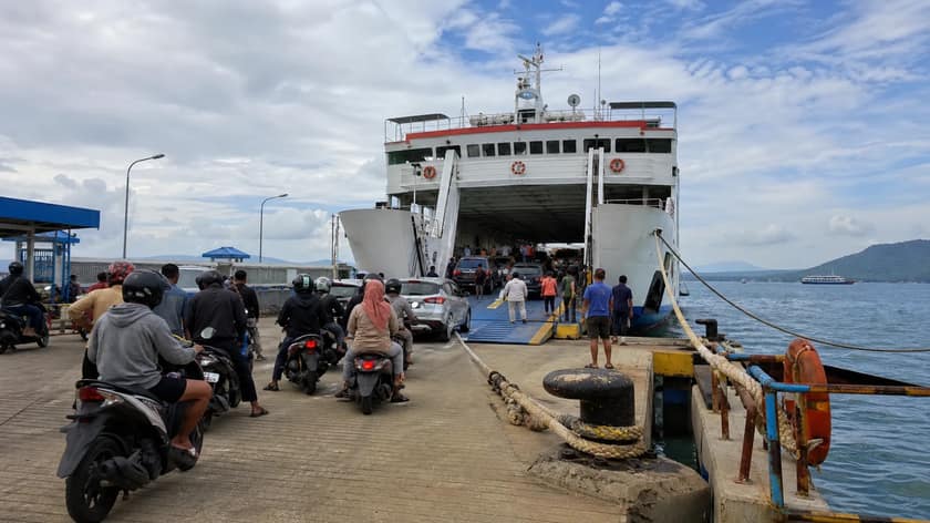 Ferry and boats on open water